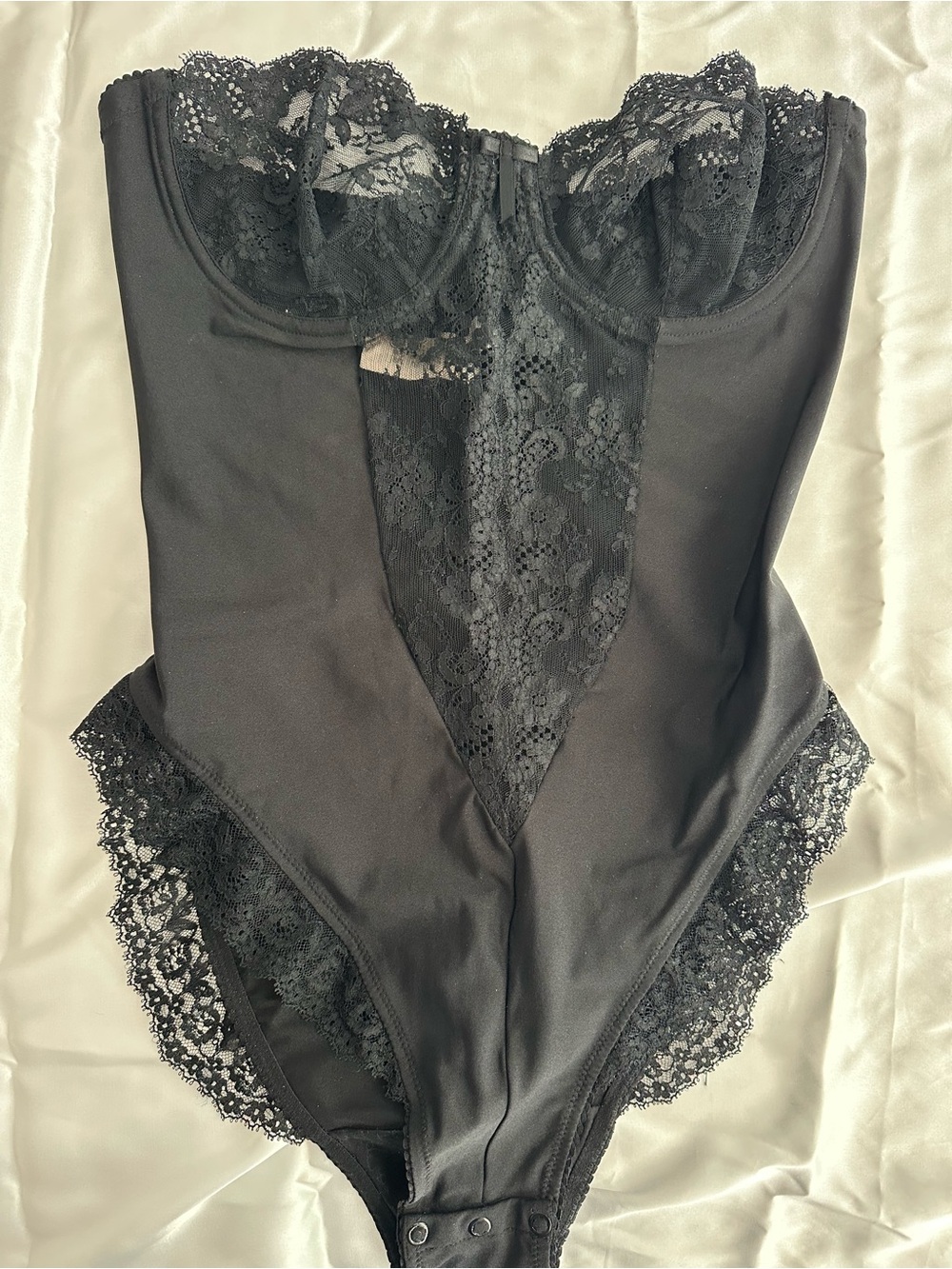 Valentino Garavani Black Lace Underwire Bodysuit